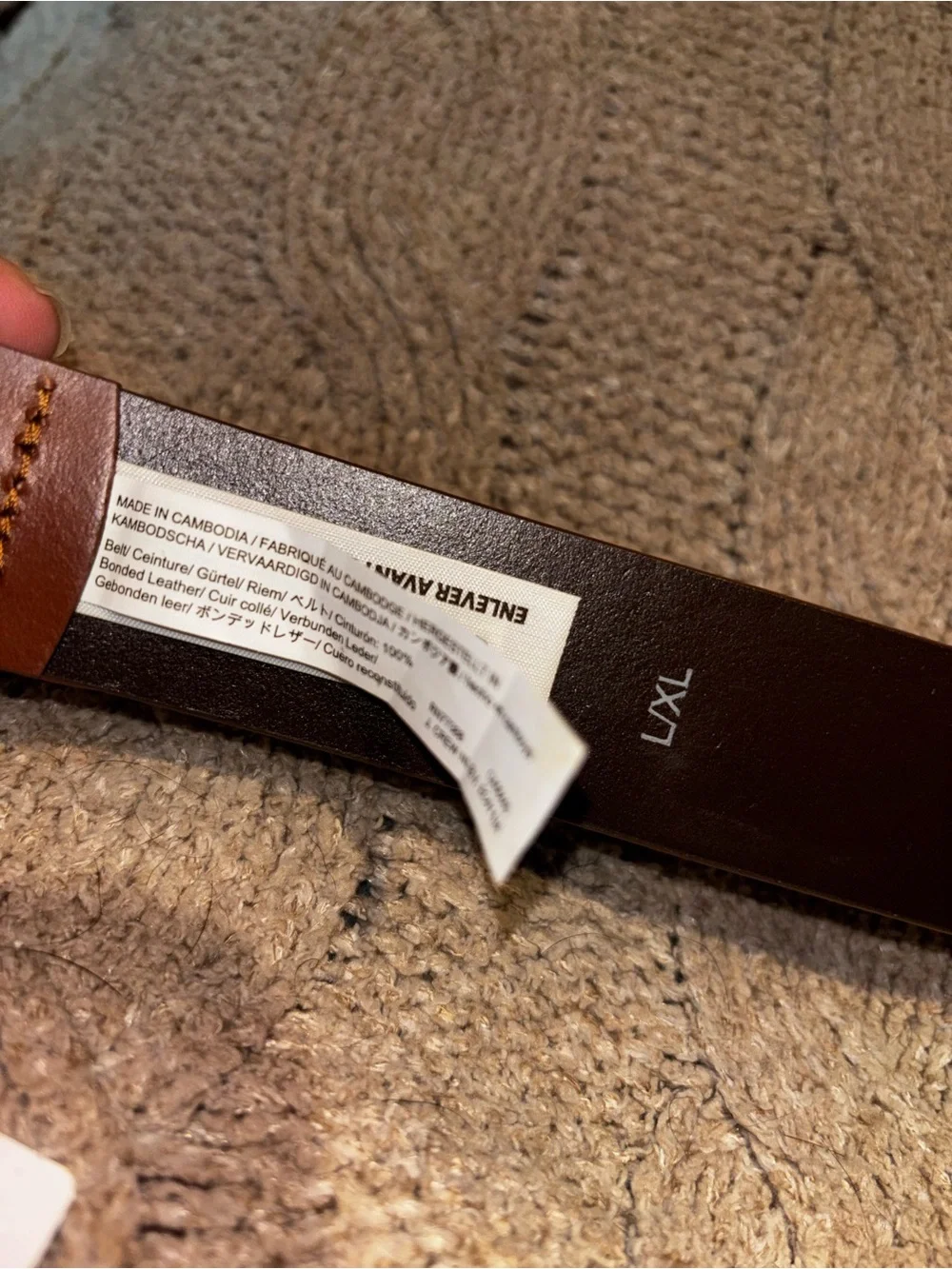 J.Crew Brown Leather Tortoise Shell Buckle Belt L-XL NWT - Picture 4 of 6